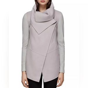 Mackage Vane Draped Wrap Leather-Sleeve Coat
